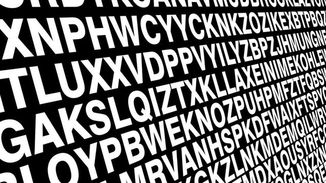 Lettering creative study of chaotic typography patterns and unpredictable characters on black background infographic exploring abstract concept of visual communication and data processing
