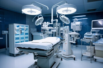 Advanced medical operating room interior with surgery equipment