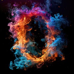 number 0 with dreamy colorful smoke growing out
