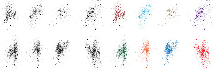 Brushstroke set of black, purple, green, red, orange, wheat color crime blood vector banner