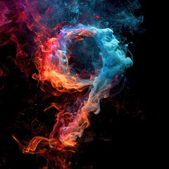number 9 with dreamy colorful smoke growing out
