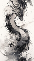 Ink style Chinese dragon concept illustration for the traditional Chinese New Year festival Dragon Year
