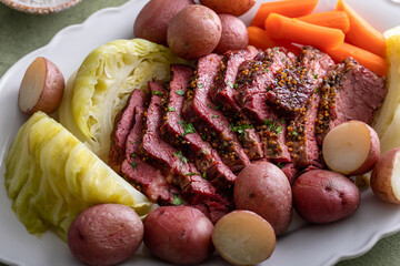 Corned beef traditional Irish recipe for Saint Patricks day