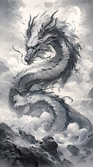 Ink style Chinese dragon concept illustration for the traditional Chinese New Year festival Dragon Year
