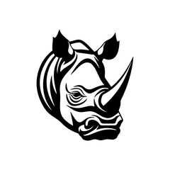 Obraz premium black rhino head logo, rhinoceros symbol