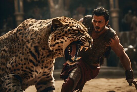 Ancient Rome, gladiator, ancient Greece. warrior was a fighter in ancient Rome who fought wild animals for the amusement of the public in special arenas. ancient roman soldier
