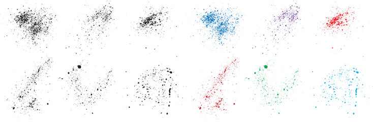 Grunge brush stroke vector red, orange, purple, black, green, wheat color splash textures illustration bundle