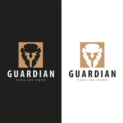 Spartan logo, barbarian warrior badge design simple silhouette spartan war helmet vector