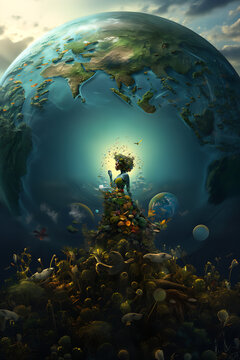 goddess of marine life sending life, hope and pure air to the earth so that animal life does not die.