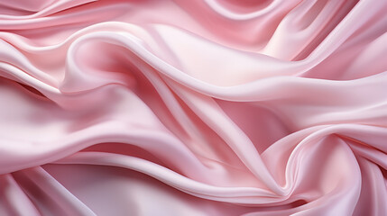 The image presents a view of pink fabric, flowing like silk, creating a soft and diaphanous visual effect.