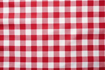 Detailed red and white gingham tablecloth texture background.