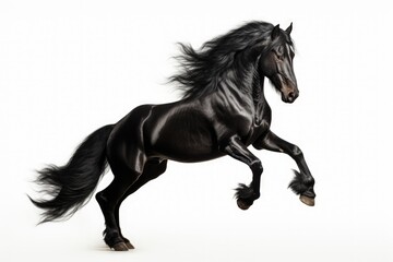 Obraz na płótnie Canvas Black Andalusian horse standing on white background