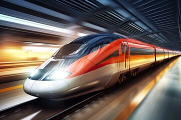 Fototapeta premium Blurry motion high speed train