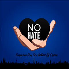 European Day For Victims of Crime. Black Ribbon.