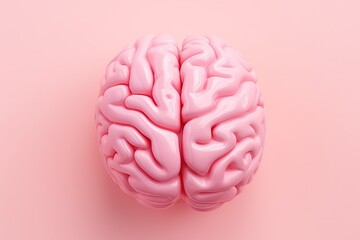 Close up of a pink background featuring a human brain model symbolizing neurosurgery and healthcare - obrazy, fototapety, plakaty