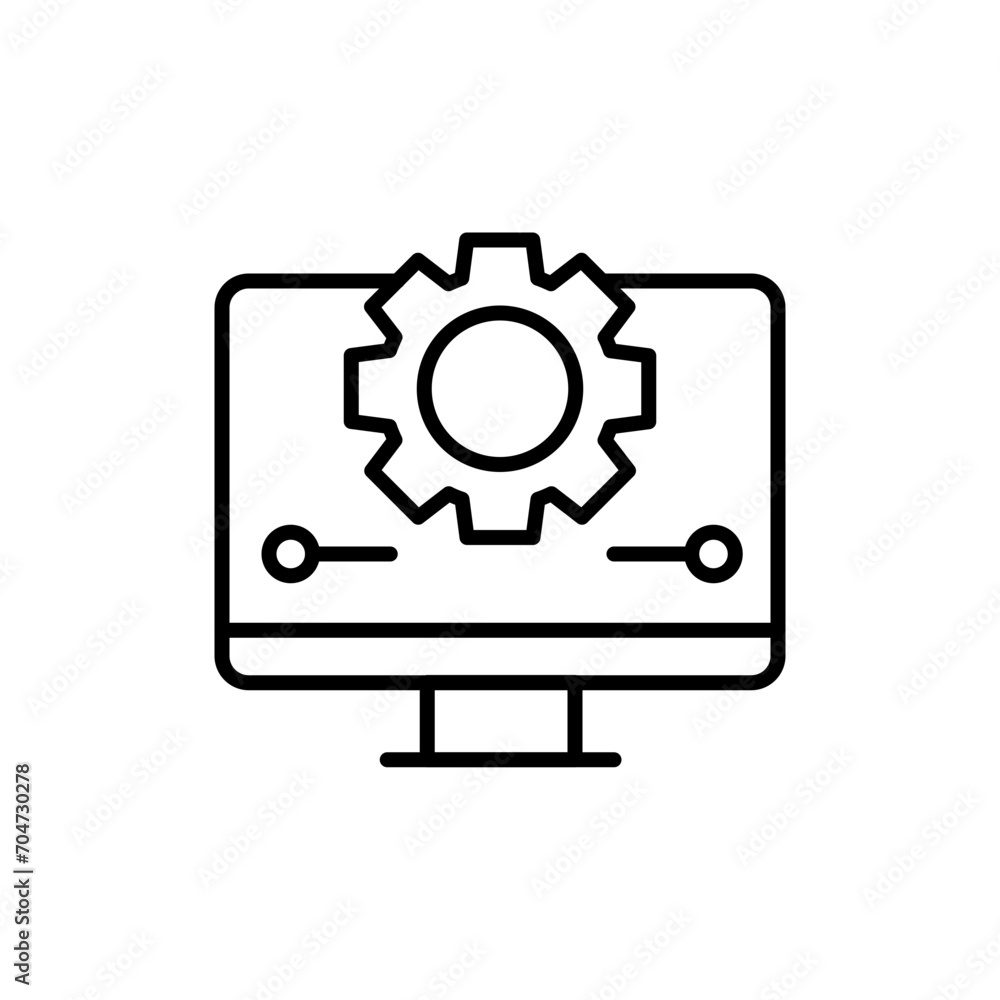 Poster monitor setting outline icons, minimalist vector illustration ,simple transparent graphic element .i
