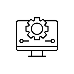 Monitor setting outline icons, minimalist vector illustration ,simple transparent graphic element .Isolated on white background