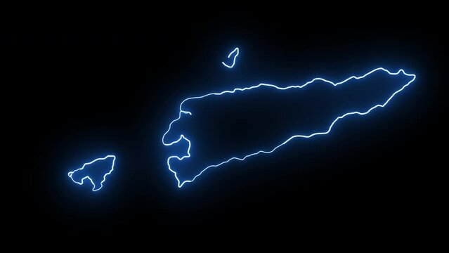 Timor Leste country map icon animation with a glowing neon effect