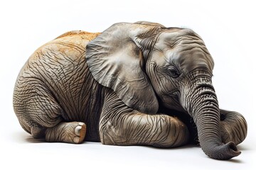 Fototapeta premium Elephant Sleep Isolated