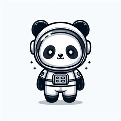 Cute cartoon panda wearing astronaut suit on a white background