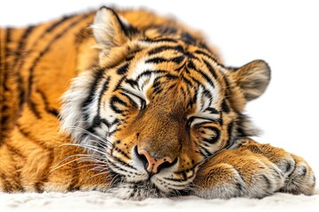Fototapeta premium Tiger Sleep Isolated