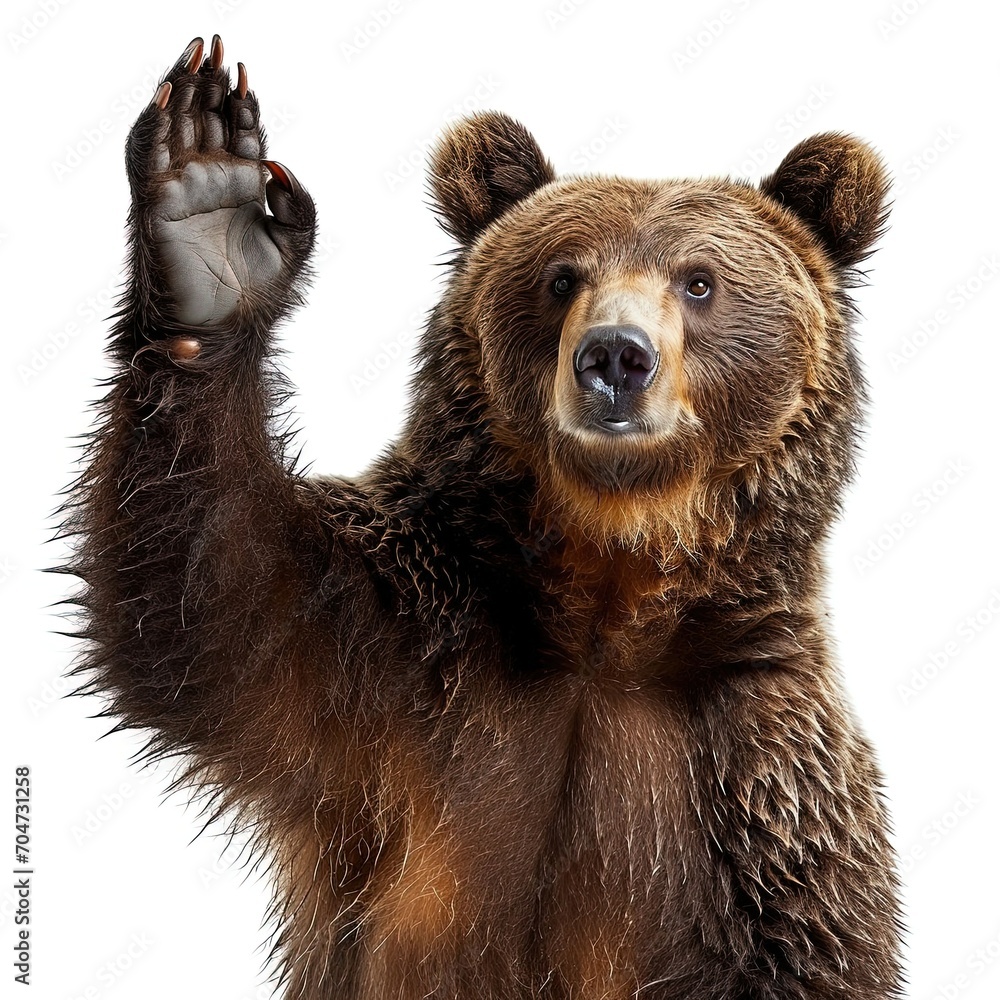 Poster bear waving isolated