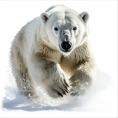Fototapeta premium Polar Bear Running Isolated