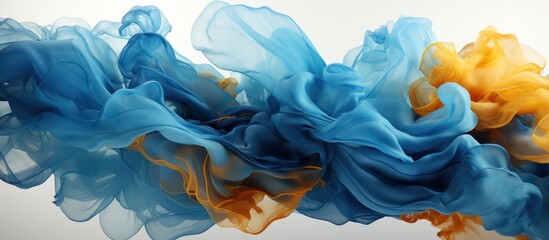 Blue gold liquid ink art abstract background