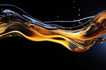 Frozen oil flowing on black background