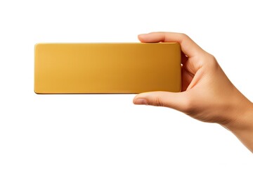 Isolated white background 96 5 gold bar being held