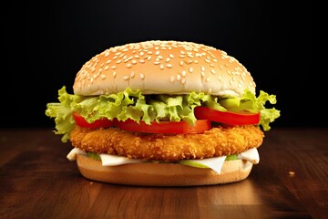 Isolated white background for fresh chicken burger