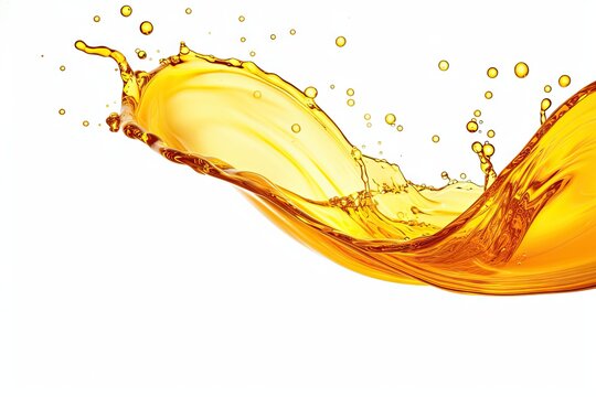 Isolated white background with cooking oil and air bubble splash