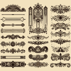 Free vector to chapter dividers set element retro decoration vintage