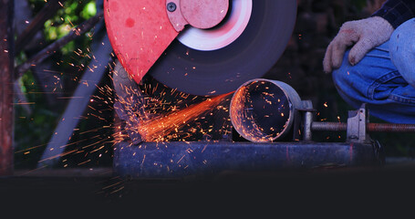 Welding machinery iron metal sparking equipment. Hot flame welding metal work cutting fire iron...