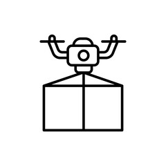 Drone delivery outline icons, minimalist vector illustration ,simple transparent graphic element .Isolated on white background