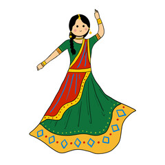 cute indian girl dancing illustration icon