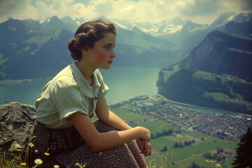 Analog Style Photo of a Lady in Switzerland