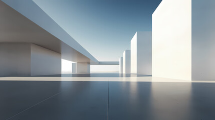 Obraz premium 3d render of abstract futuristic architecture with empty concrete floor