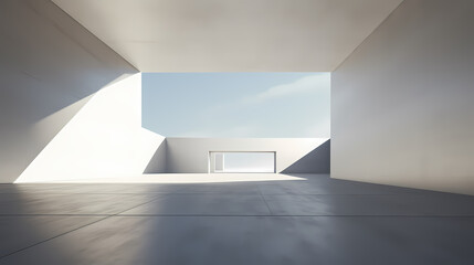 Fototapeta premium 3d render of abstract futuristic architecture with empty concrete floor