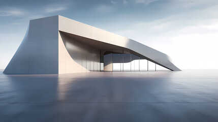 3d render of abstract futuristic architecture with empty concrete floor
