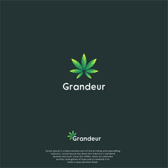 natural marijuana leaf logo design