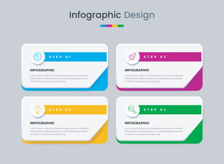 Business infographic design template with icons and 4 options or steps. Can be used for workflow, presentation, etc. Vector illustration