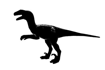 Obraz na płótnie Canvas black dinosaur silhouette isolated on white background, model of dinosaurs toys