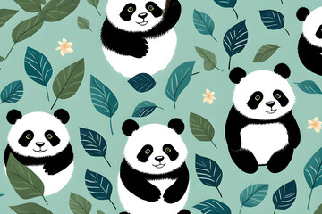The beauty of a seamless pattern that blends with pandas generative ai
