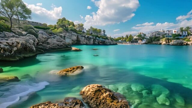 Cala Dor Bay in the city of Cala dOr Palma Island Mallorca 