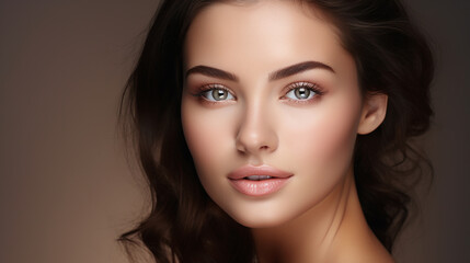 beautiful woman face with healthy clean beauty skin