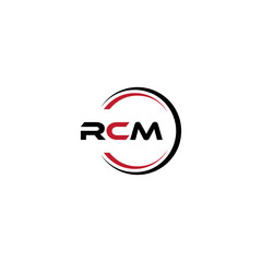 RCM logo. R C M design. White RCM letter. RCM, R C M letter logo design. Initial letter RCM letter logo set, linked circle uppercase monogram logo. R C M letter logo vector design.	
