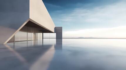 3d render of abstract futuristic architecture with empty concrete floor