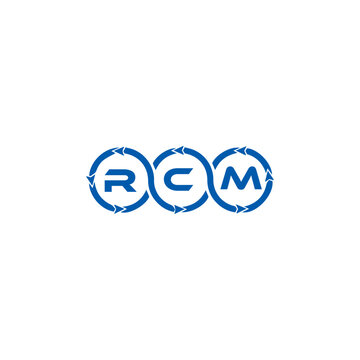 RCM logo. R C M design. White RCM letter. RCM, R C M letter logo design. Initial letter RCM letter logo set, linked circle uppercase monogram logo. R C M letter logo vector design.	
