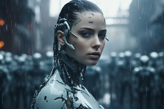 portrait of a person cyborg. Generative AI